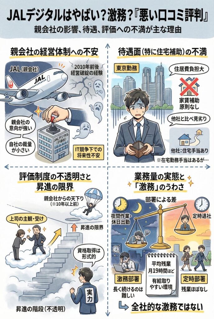 JALデジタル(旧:JALインフォテック)はやばい?激務?「悪い口コミ評判」