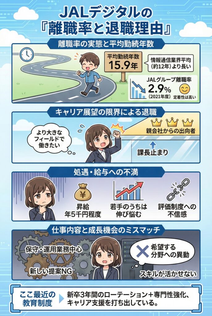 JALデジタル(旧:JALインフォテック)の「離職率と退職理由」