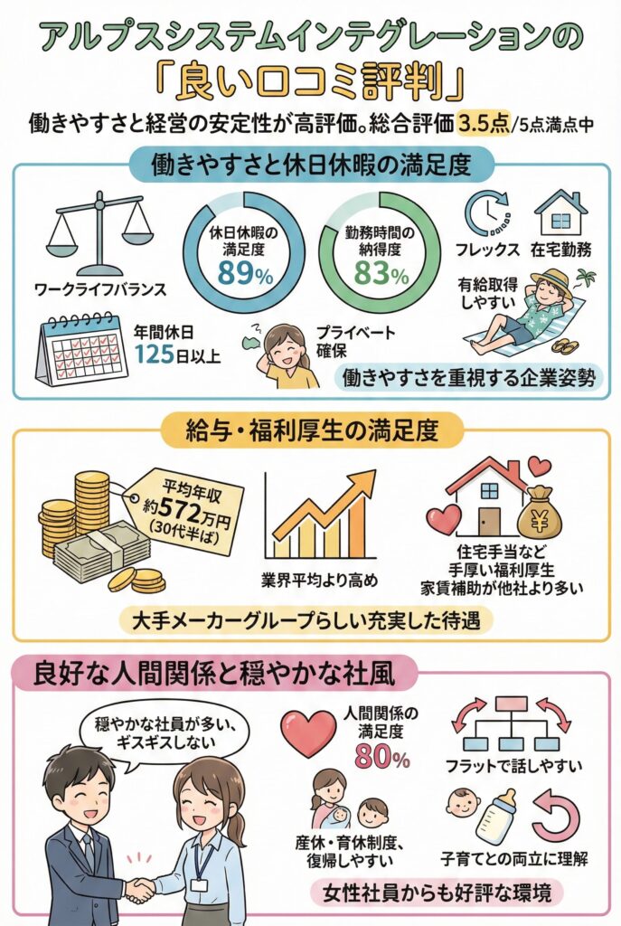 アルプスシステムインテグレーションの「良い口コミ評判」