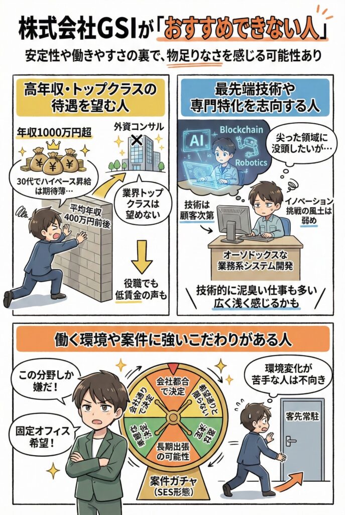 株式会社GSIが「おすすめできない人」