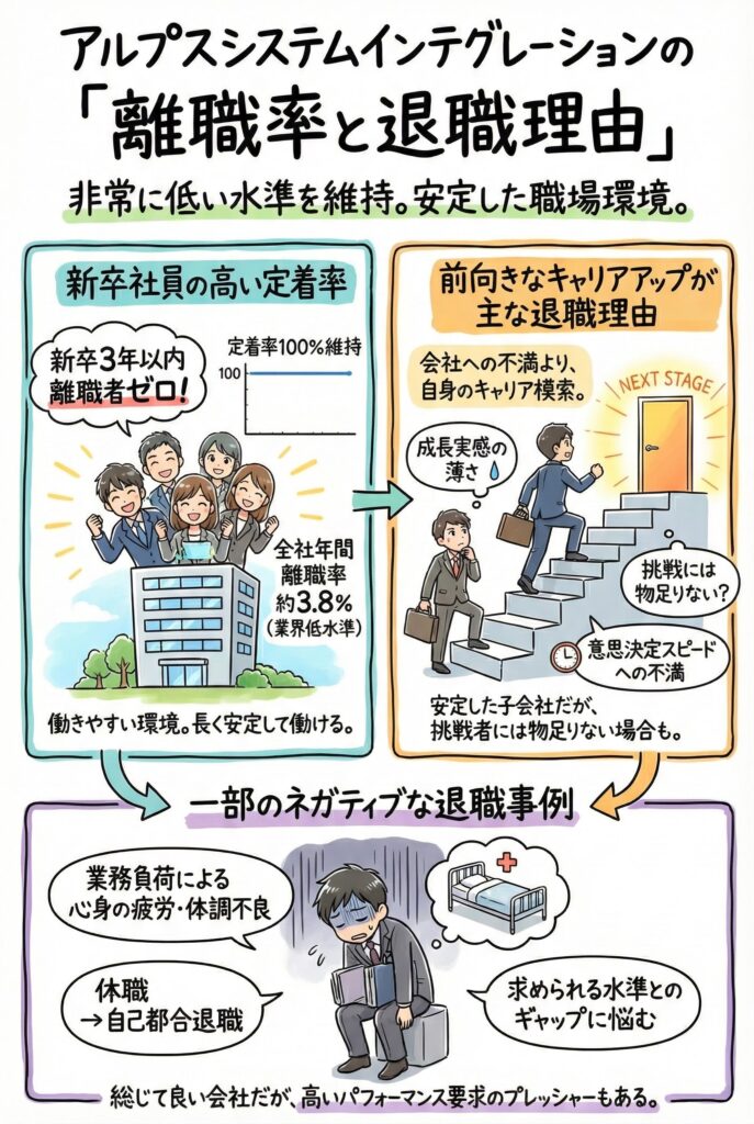 アルプスシステムインテグレーションの「離職率と退職理由」