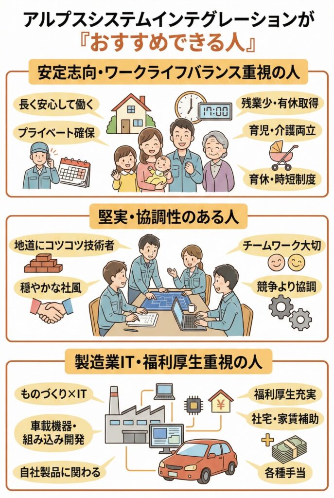 アルプスシステムインテグレーションが「おすすめできる人」