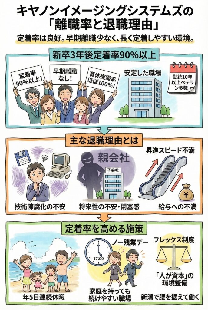 キヤノンイメージングシステムズの「離職率と退職理由」