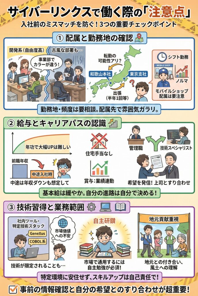 サイバーリンクスで働く際の「注意点」