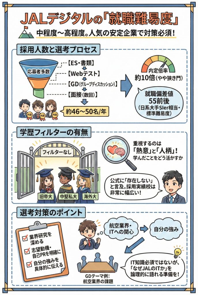 JALデジタル(旧:JALインフォテック)の「就職難易度」