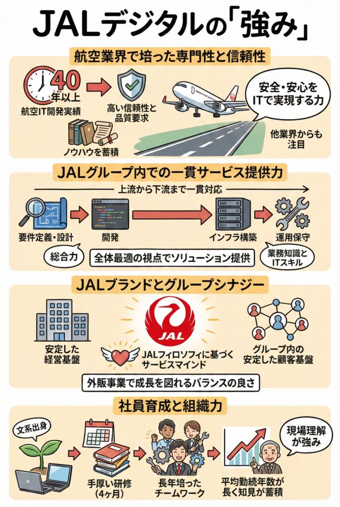 JALデジタル(旧:JALインフォテック)の「強み」