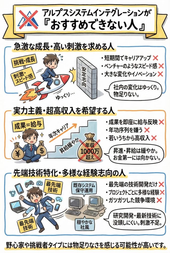 アルプスシステムインテグレーションが「おすすめできない人」