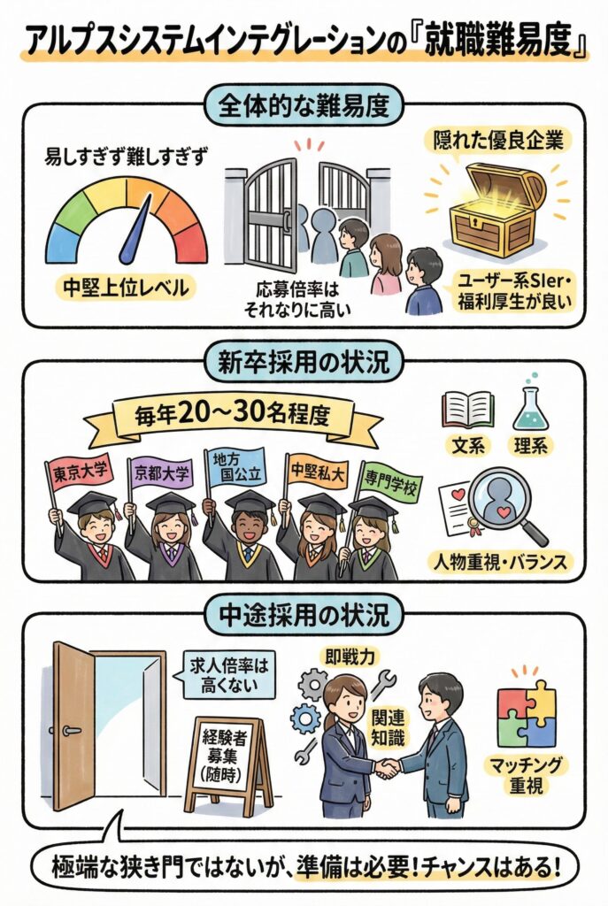 アルプスシステムインテグレーションの「就職難易度」