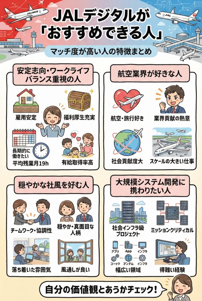 JALデジタル(旧:JALインフォテック)が「おすすめできる人」
