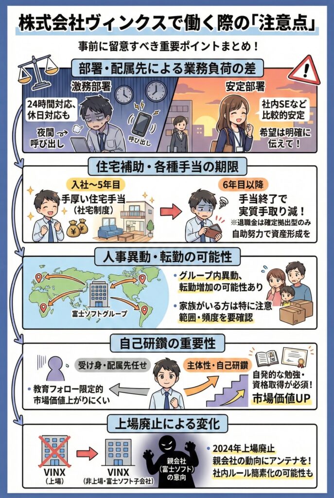 株式会社ヴィンクスで働く際の「注意点」