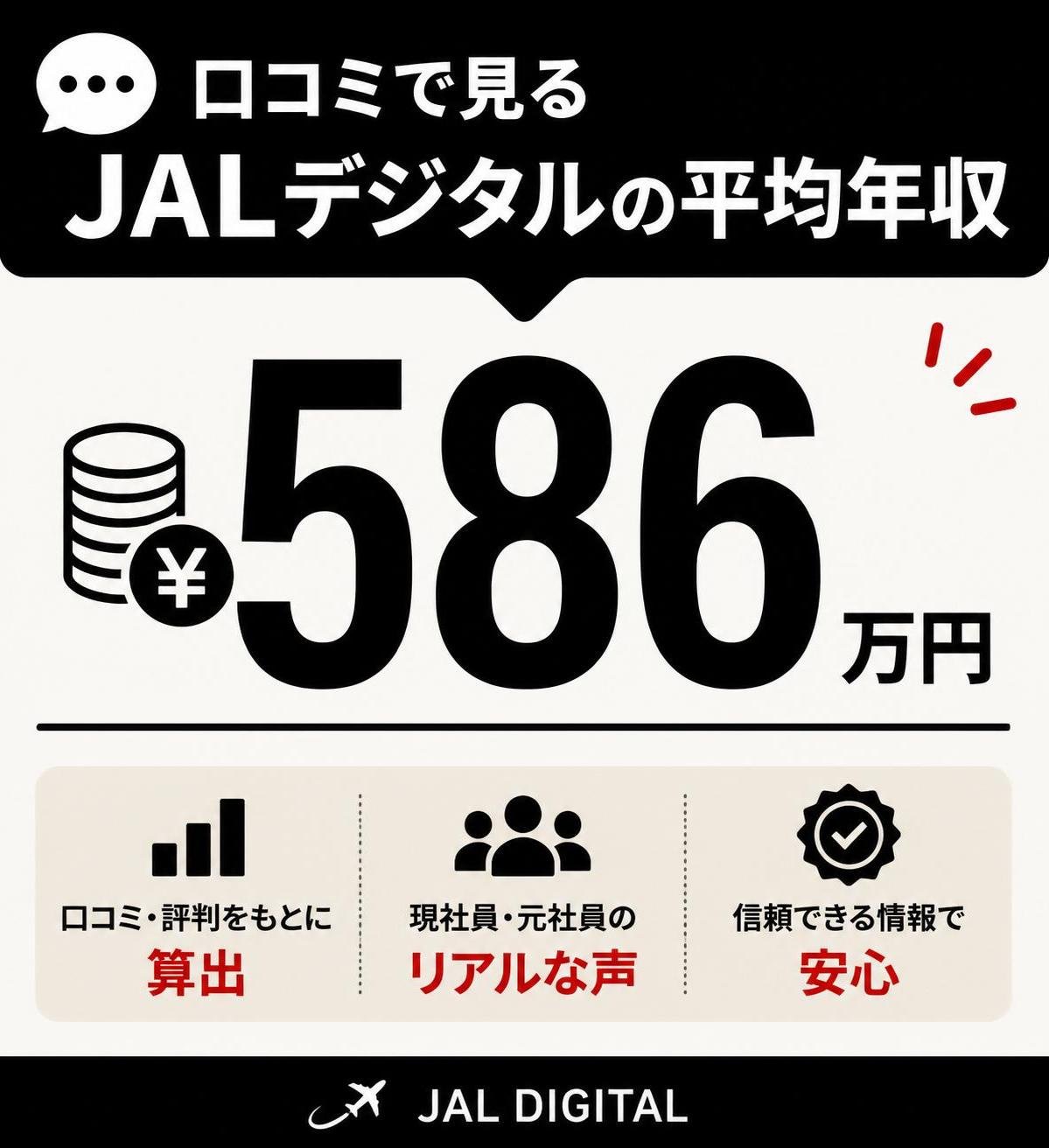 【数字カード作成】口コミで見るJALデジタルの平均年収。586万円