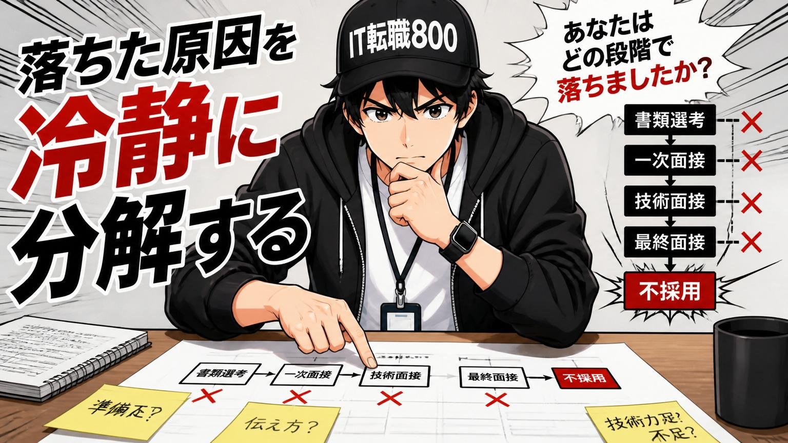 落ちた原因を冷静に分解する。あなたはどの段階で落ちましたか？