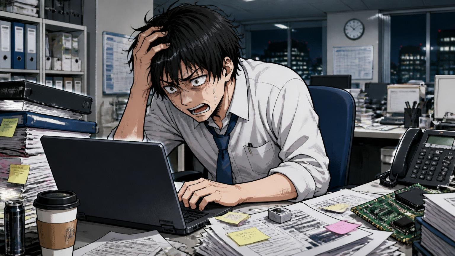 悪い意味でやばい説 半導体商社オフィスで疲弊するエンジニア1人が深夜にPC前