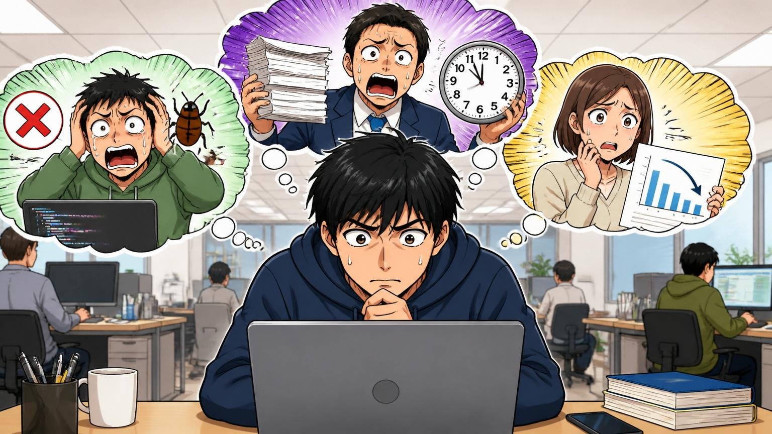 「やばい」と検索する3つの動機 都内のオフィスで20代の若手エンジニアがノートPCの検索窓を真剣に見つめる
