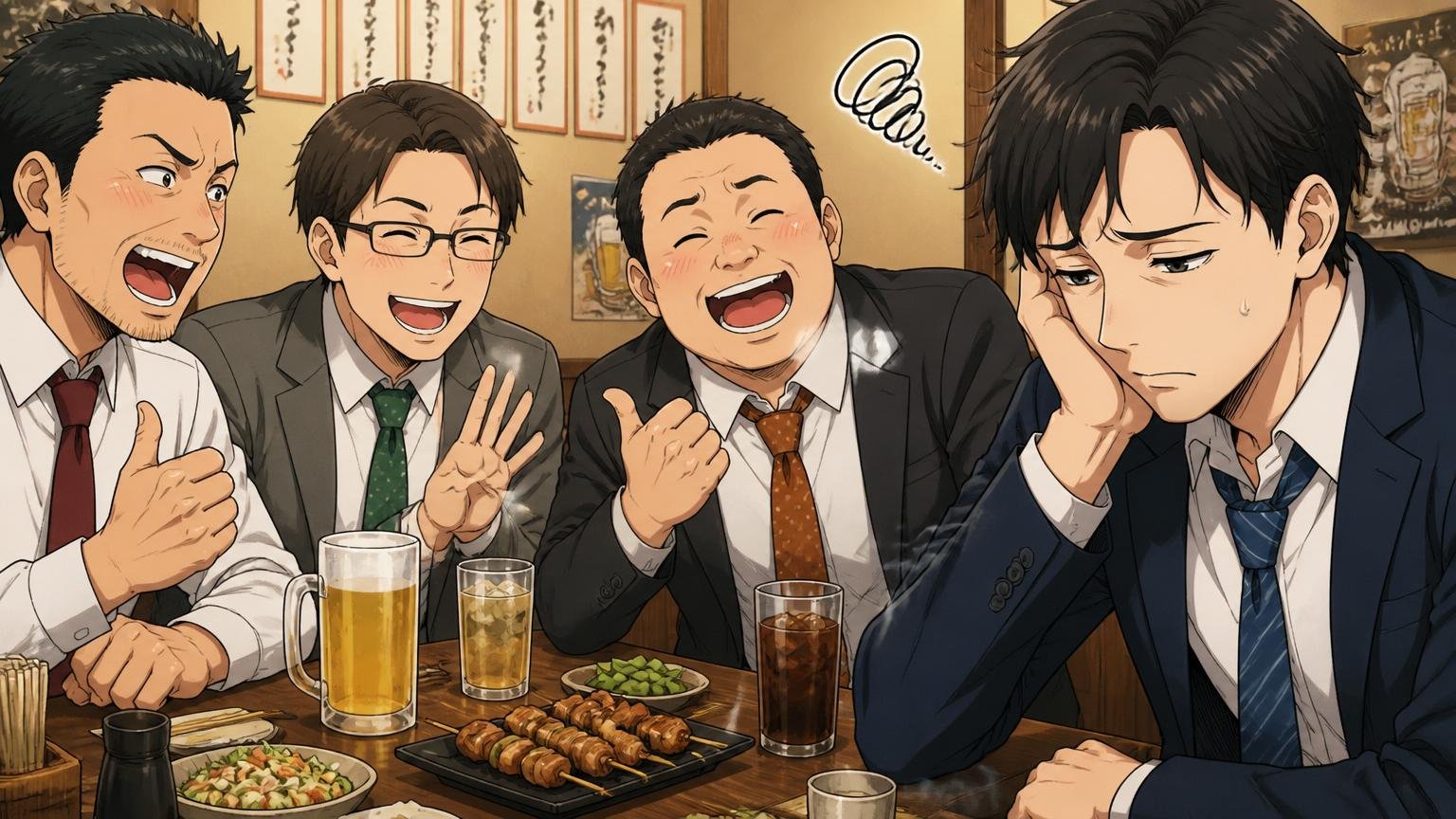 「同年代より低い」「40代でも400万に届かない」という現職の声 居酒屋で同年代の友人と年収を比べため息をつく30代男性
