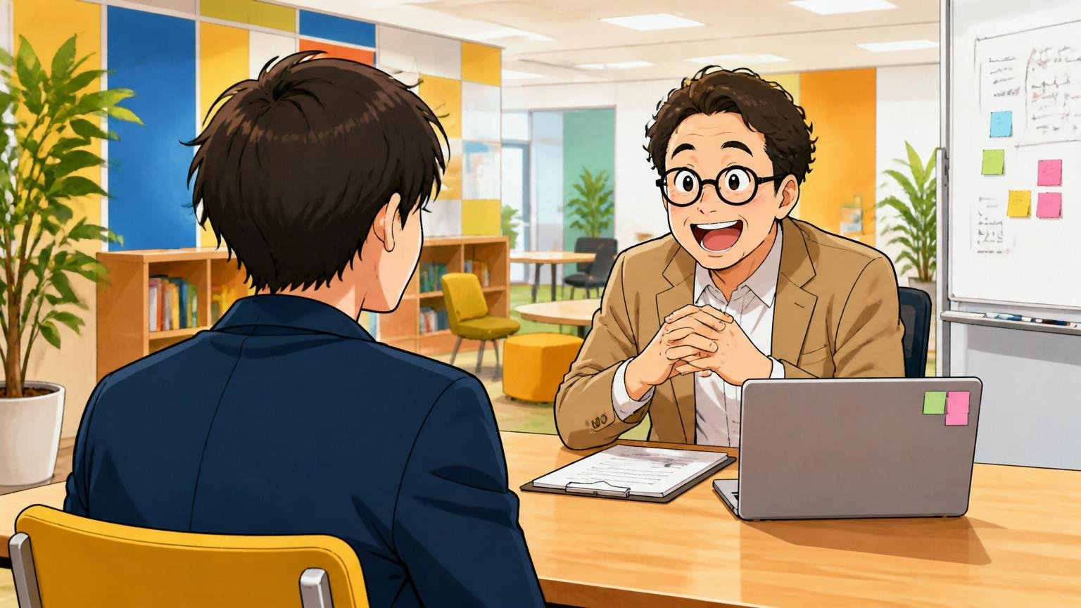 サイボウズはカルチャーフィットを問う｜明るいWeb系オフィスで面接官と向き合う応募者1人