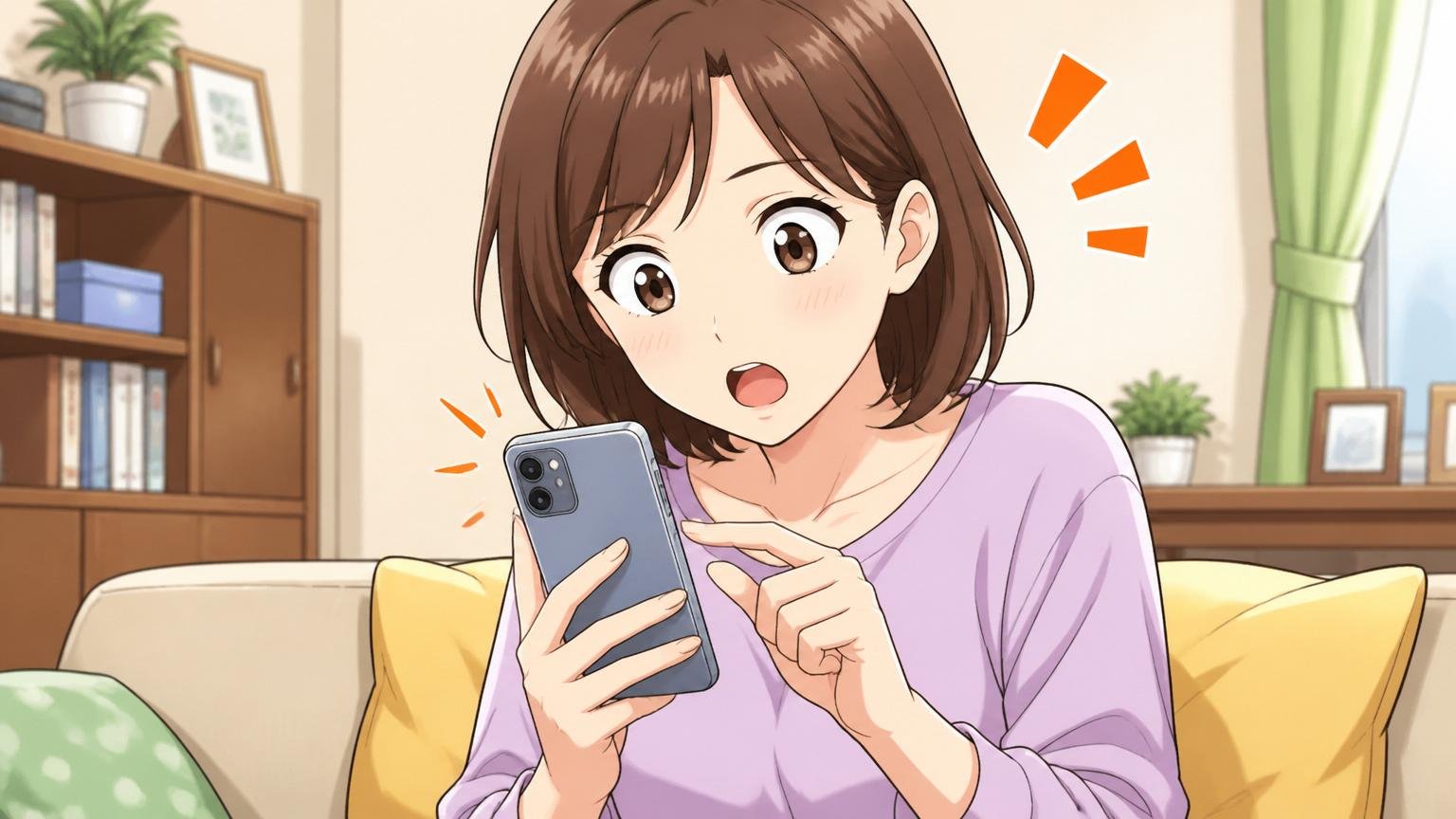 エージェント連絡頻度を確認、自宅で30代女性、スマホで通知を確認