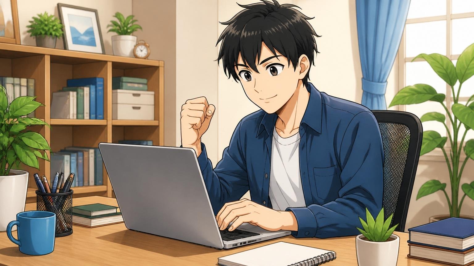 ひとりで抱え込まず無料の相談から始めてみる 自宅のデスクで転職エージェントに登録するITエンジニア1人 落ち着いた表情で新しい一歩を踏み出す