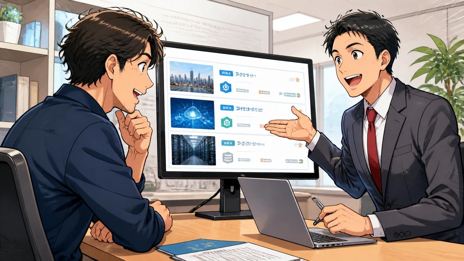 ハイクラスIT求人を扱うキャリアアドバイザーが経験豊富な30代エンジニアに求人を提案するシーン