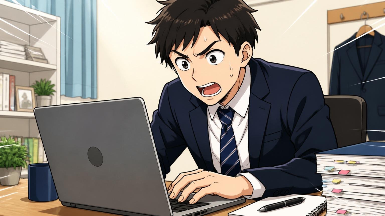 自宅のデスクで玉手箱のWebテストを受験する20代の就活生