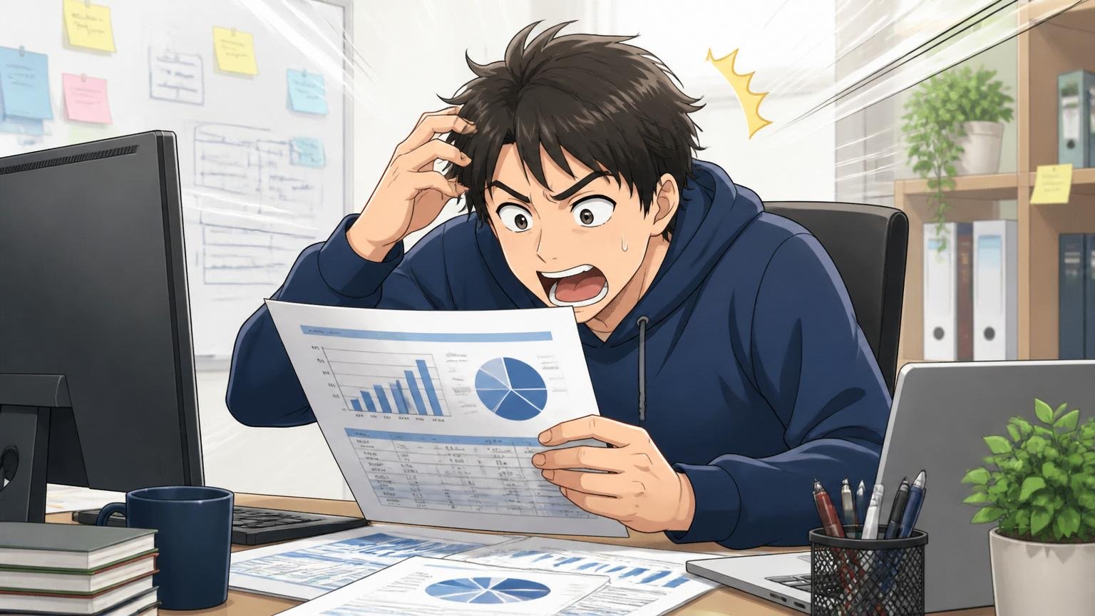 決算資料を読み込んで自分の年収への影響を考える、Web系スタートアップのデスクで中堅エンジニア1人