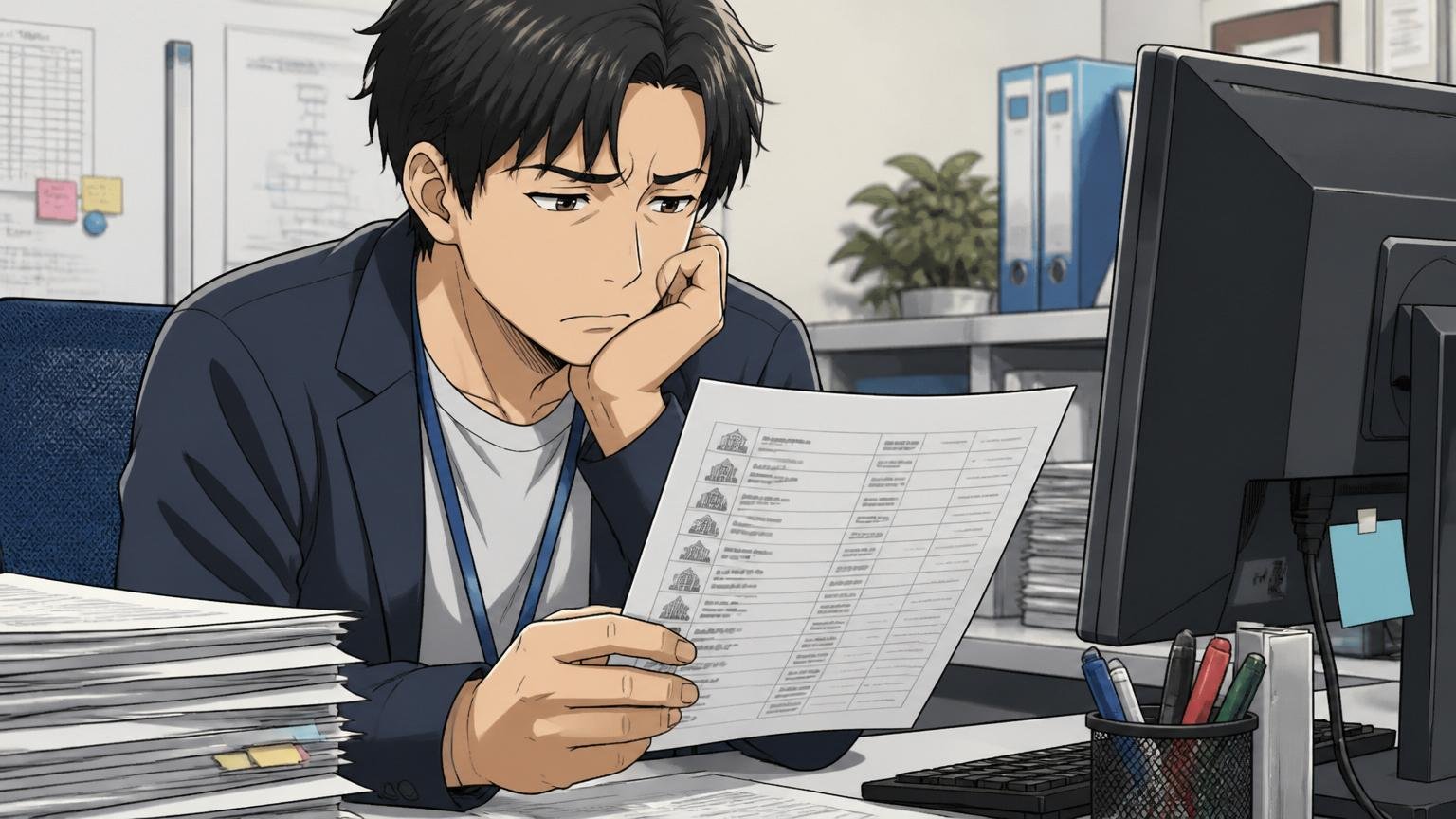 SIerの開発現場で同じ業界の案件ばかりが並ぶ案件履歴を眺める30代のITスペシャリスト1人