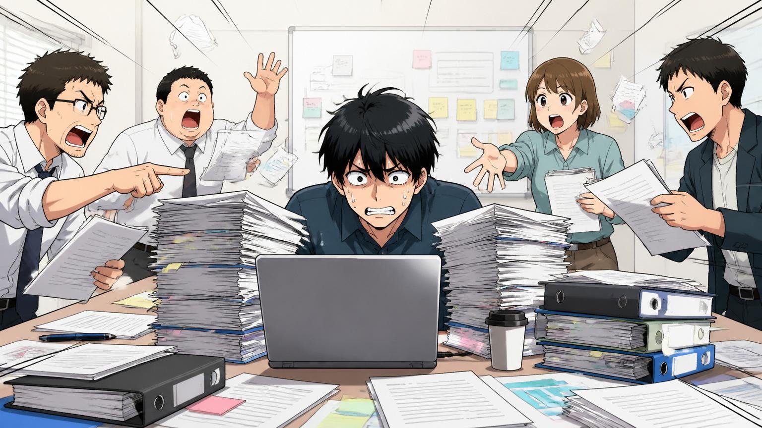 「できる人に仕事が集中する」構造のリアル 企業の会議室で大量のタスクを抱え込む中堅エンジニア
