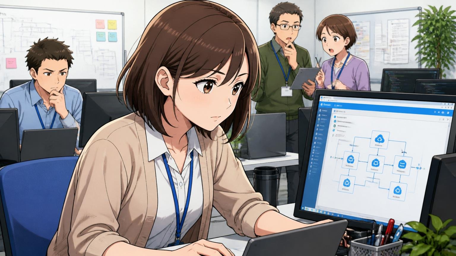 SIerの開発現場で30代女性エンジニアがAzureの構築画面を見て集中
