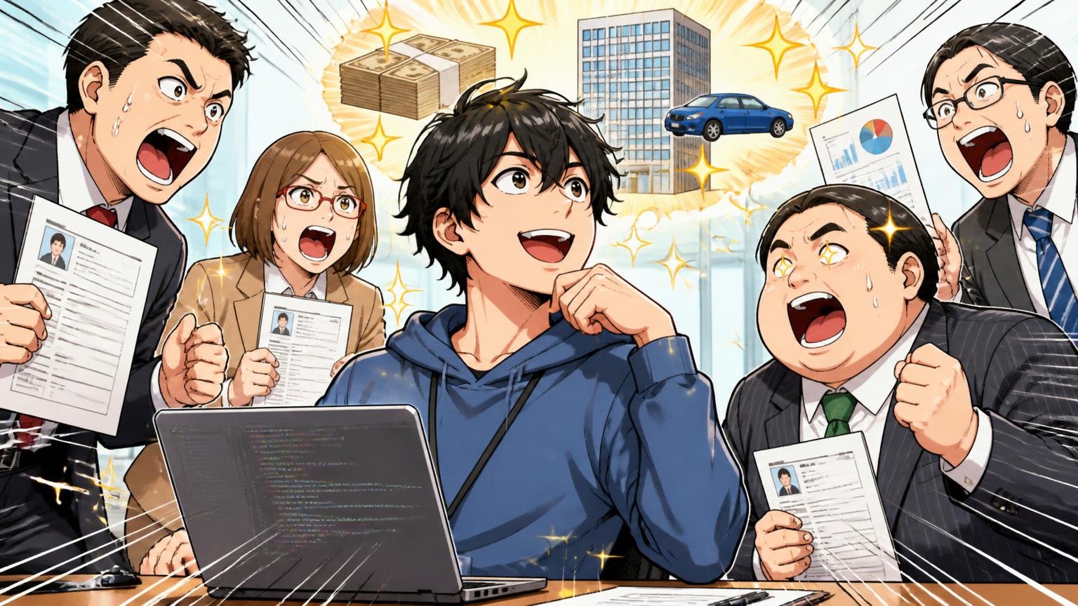 IT人材不足の市場でエンジニアの価値が高まっていることを示すオフィスの採用現場