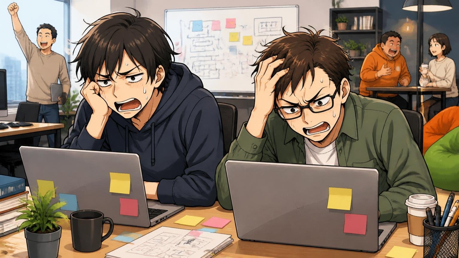 DITに向かない人の3条件・Web系スタートアップのオフィスで自社サービスをモダン技術で開発したい不満顔のエンジニア2名