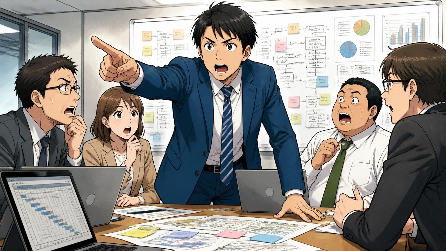 向いている人(安定×ジェネラリスト型)。金融系SIerの会議室でPMとしてプロジェクト全体を取り仕切る30代エンジニア