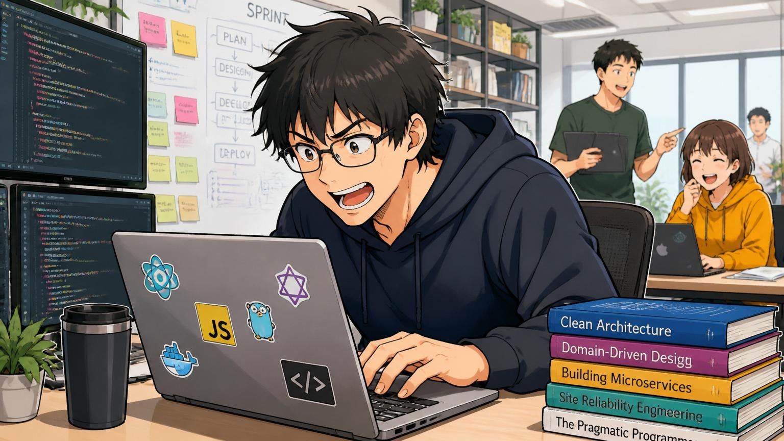 NTTドコモソリューションズに向いていない人としてWeb系スタートアップのオフィスでモダン技術を使いこなす20代後半男性エンジニア