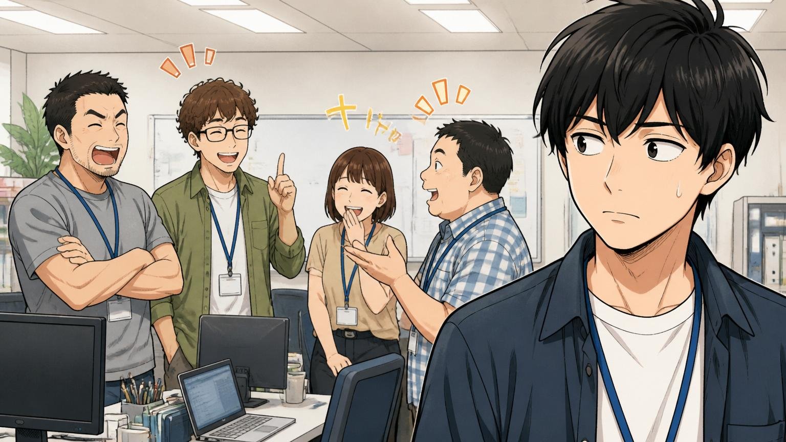 新しい職場の朝会で違和感を覚える転職してきたばかりの30代エンジニア、周囲とのテンポの違い