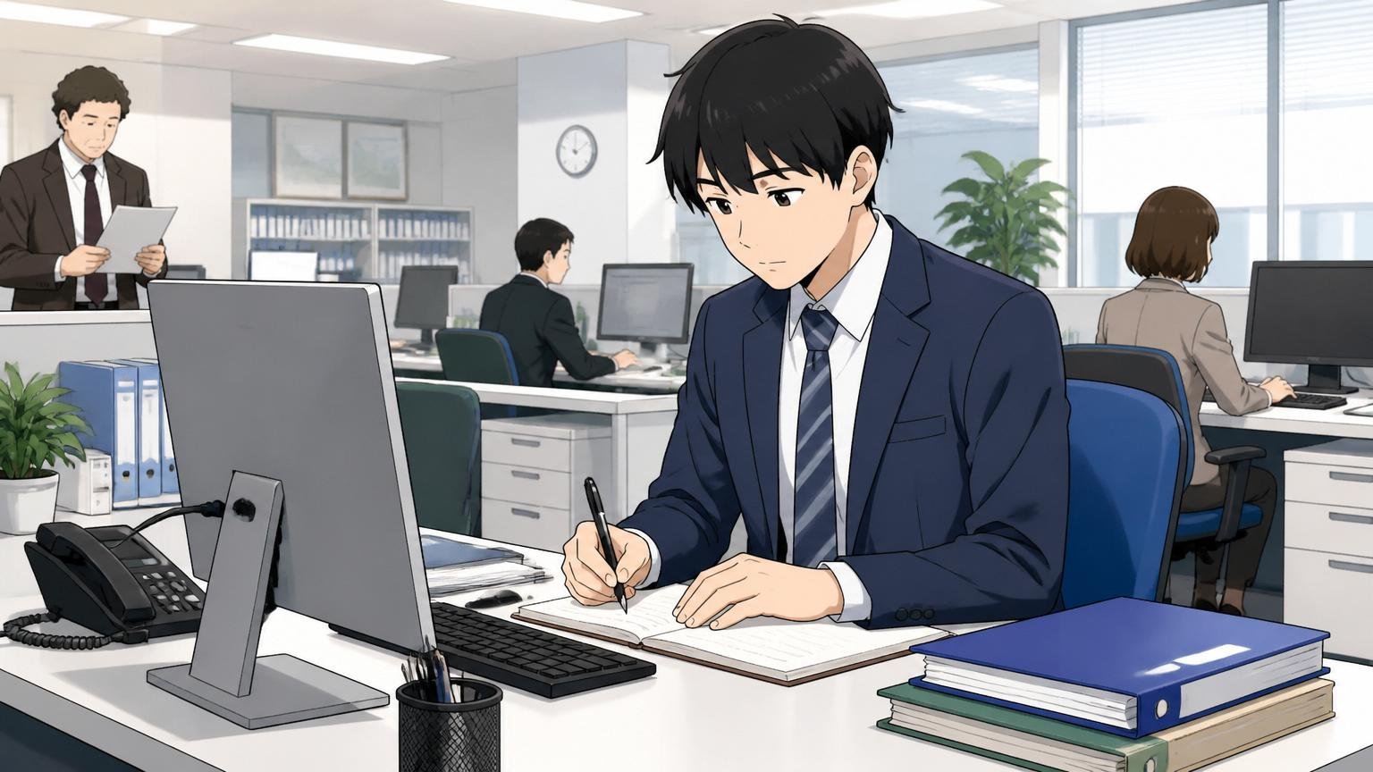 jinjerが向いていない人。落ち着いた大企業のフロアで社員1人が安定を求め静かに作業する