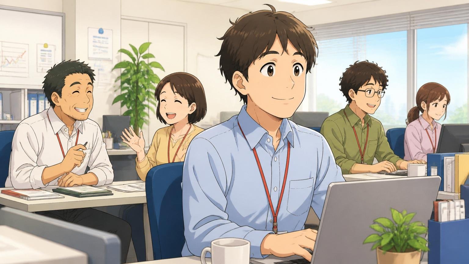 アズビルに残るのが向いている人の特徴。オフィスで社員が安心した穏やかな表情で働く