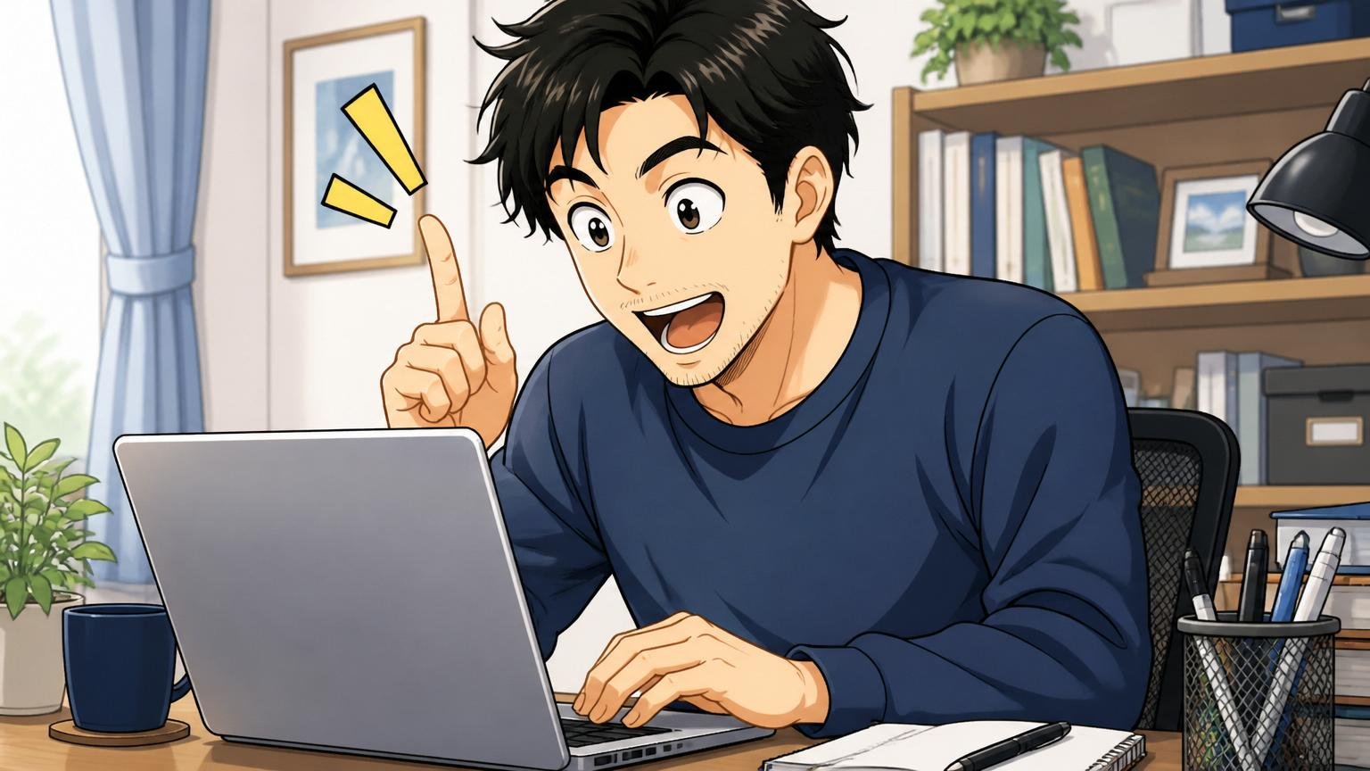 自宅のデスクでノートPCを開きキャリア相談を申し込もうとする30代エンジニア1人