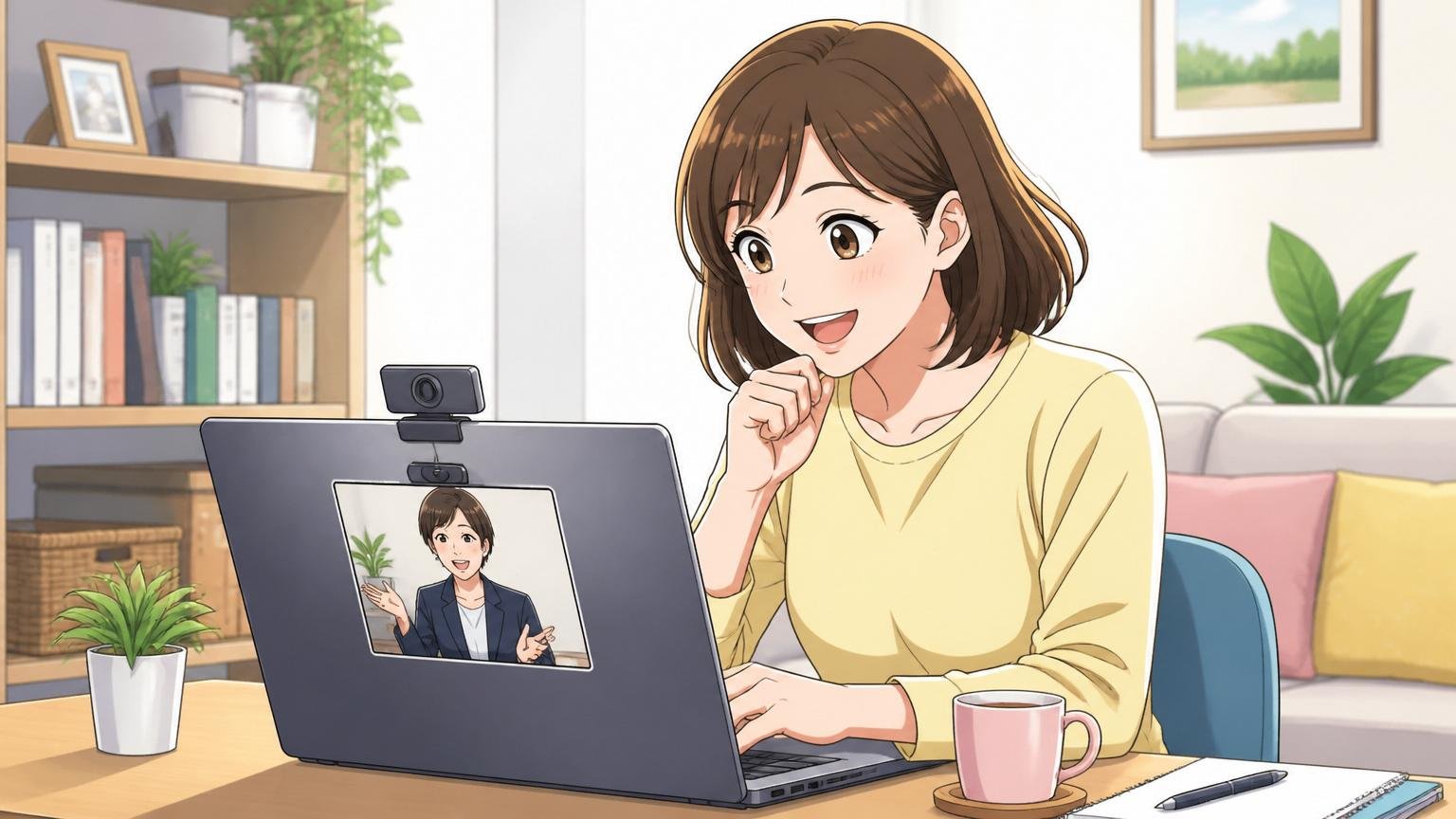 会社は好きだが辞めると決めてなくても相談していい。自宅で30代女性が前向きな表情でPCに向かう