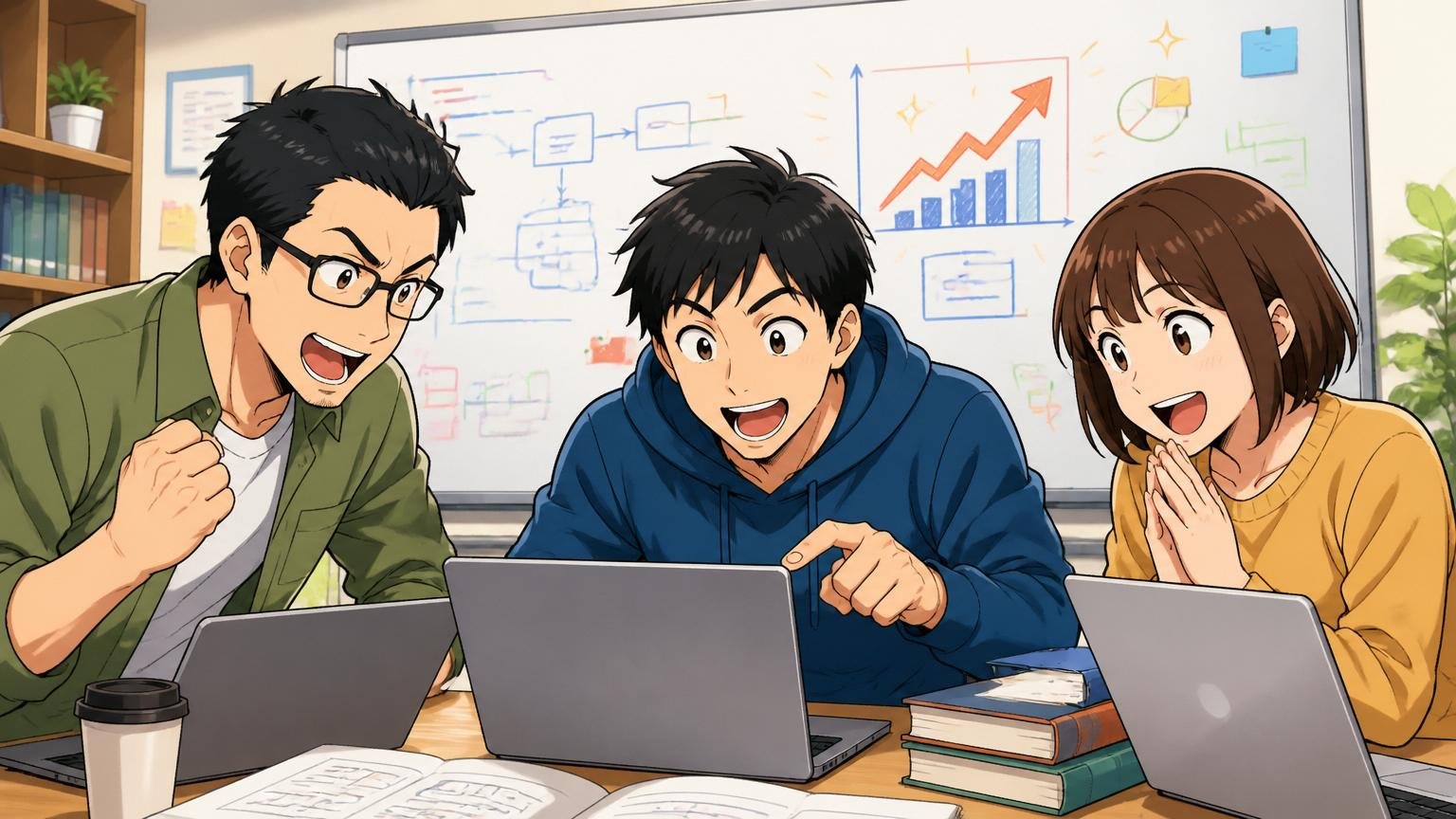 専門性や希少性で年収アップ幅は変わる 勉強会で専門スキルを磨く複数のエンジニア3人