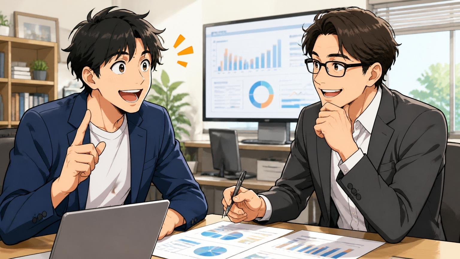 市場価値の把握と年収交渉に強い経験者向けIT転職エージェント｜面談で笑顔のエンジニア2人