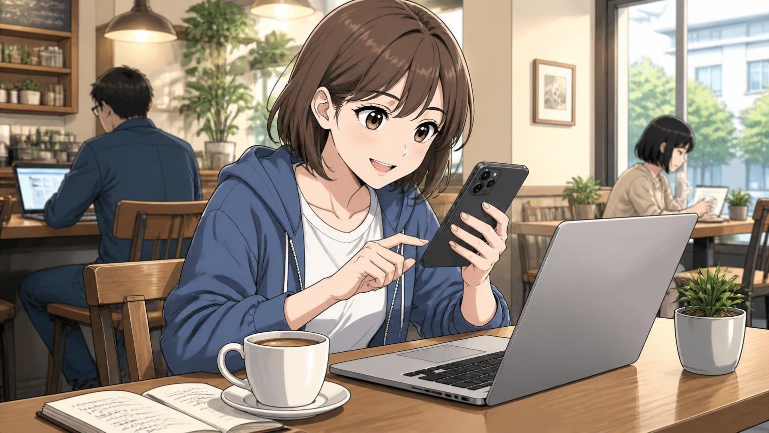 エージェントは情報収集だけでもいい。カフェでスマホから気軽に登録する女性エンジニア