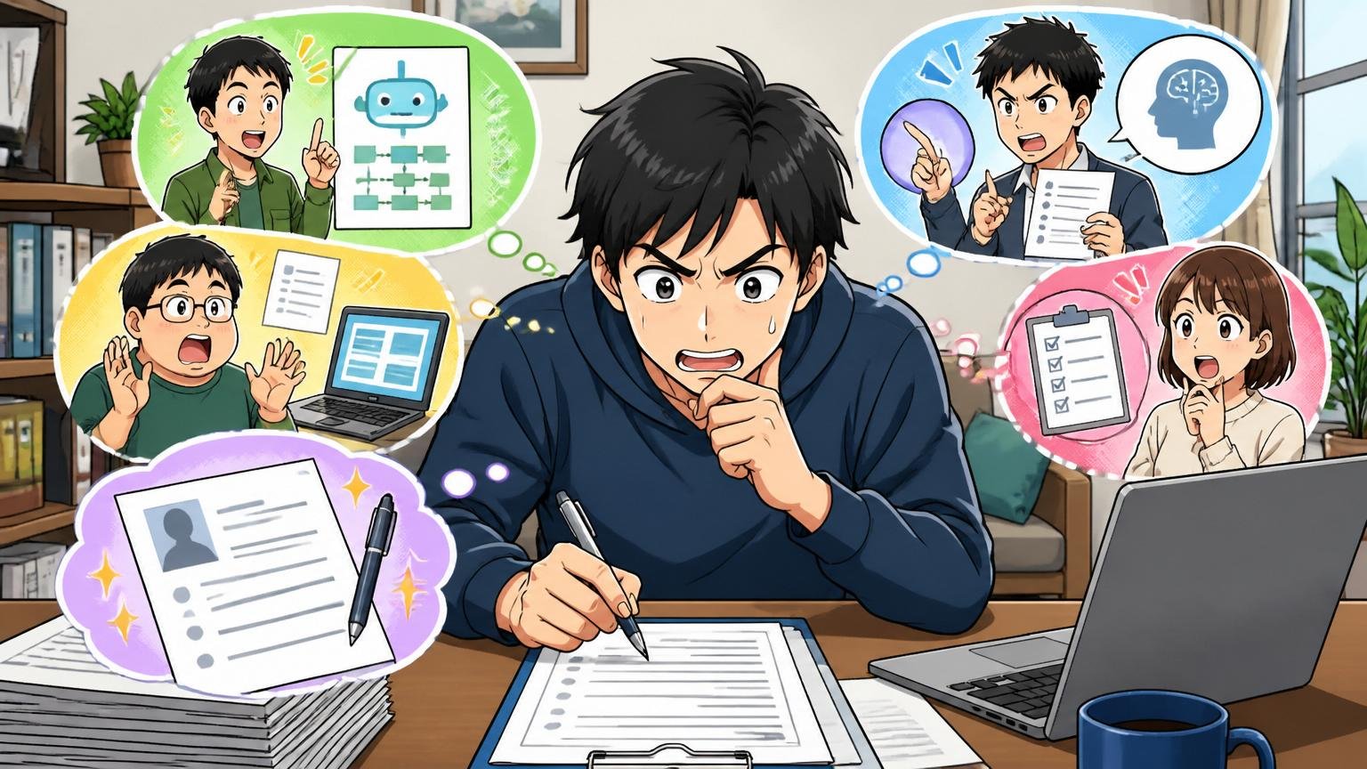 失敗しないエージェントの使い方複数比較と職務経歴書、自宅デスクで30代エンジニアが職務経歴書を書き直す