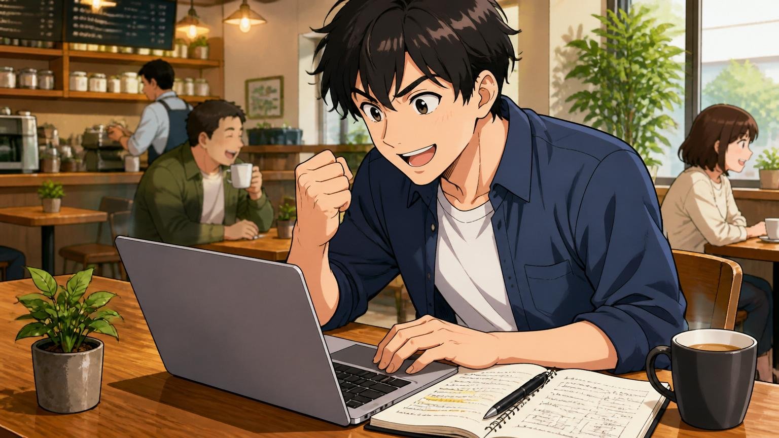 職務経歴書を実績ベースで書き直す｜カフェでノートPCに向かう30代エンジニア
