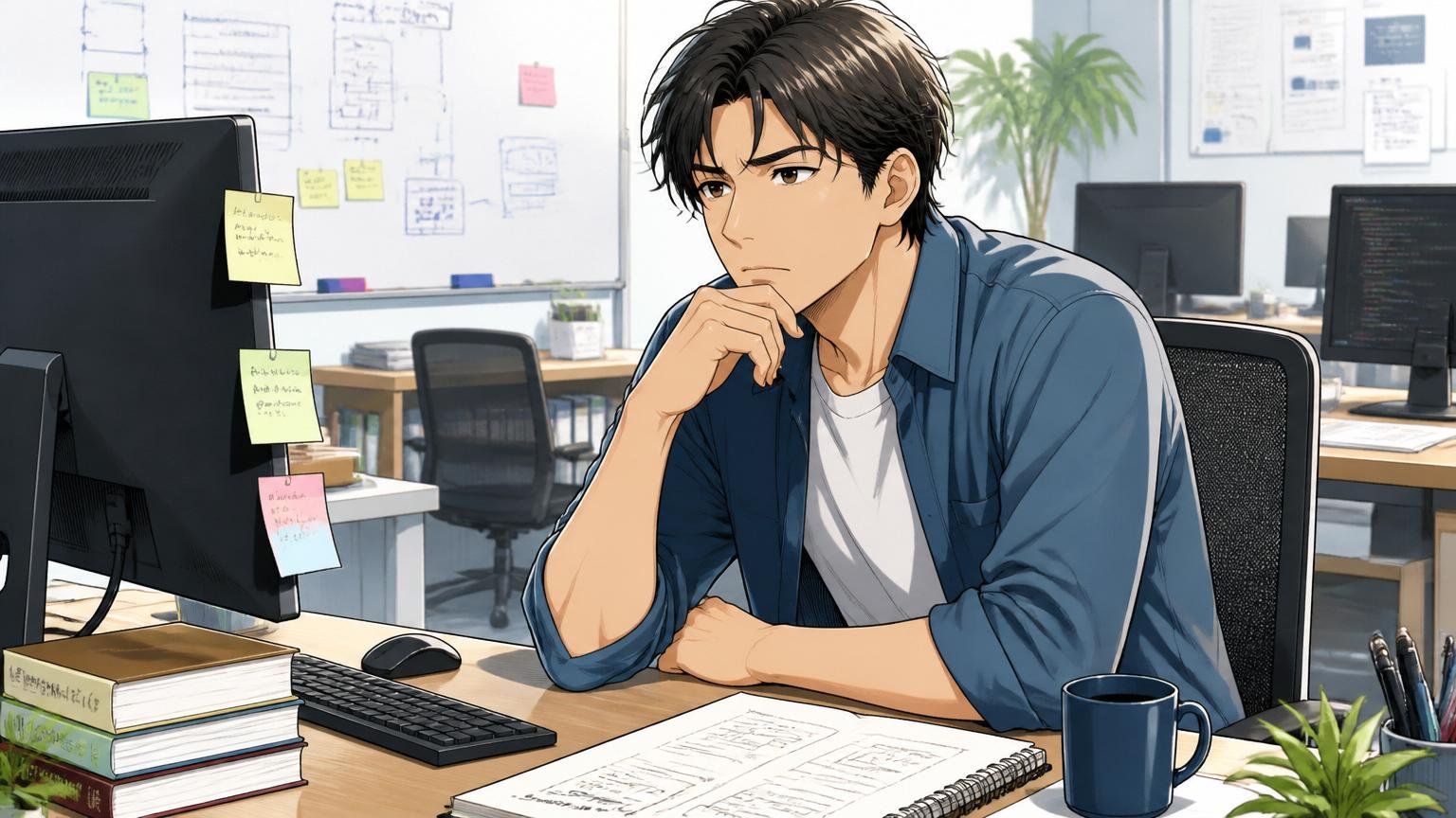 エスユーエスに向いていない人|自社開発オフィスで一つの製品にじっくり向き合いたいと考え込む30代男性エンジニア