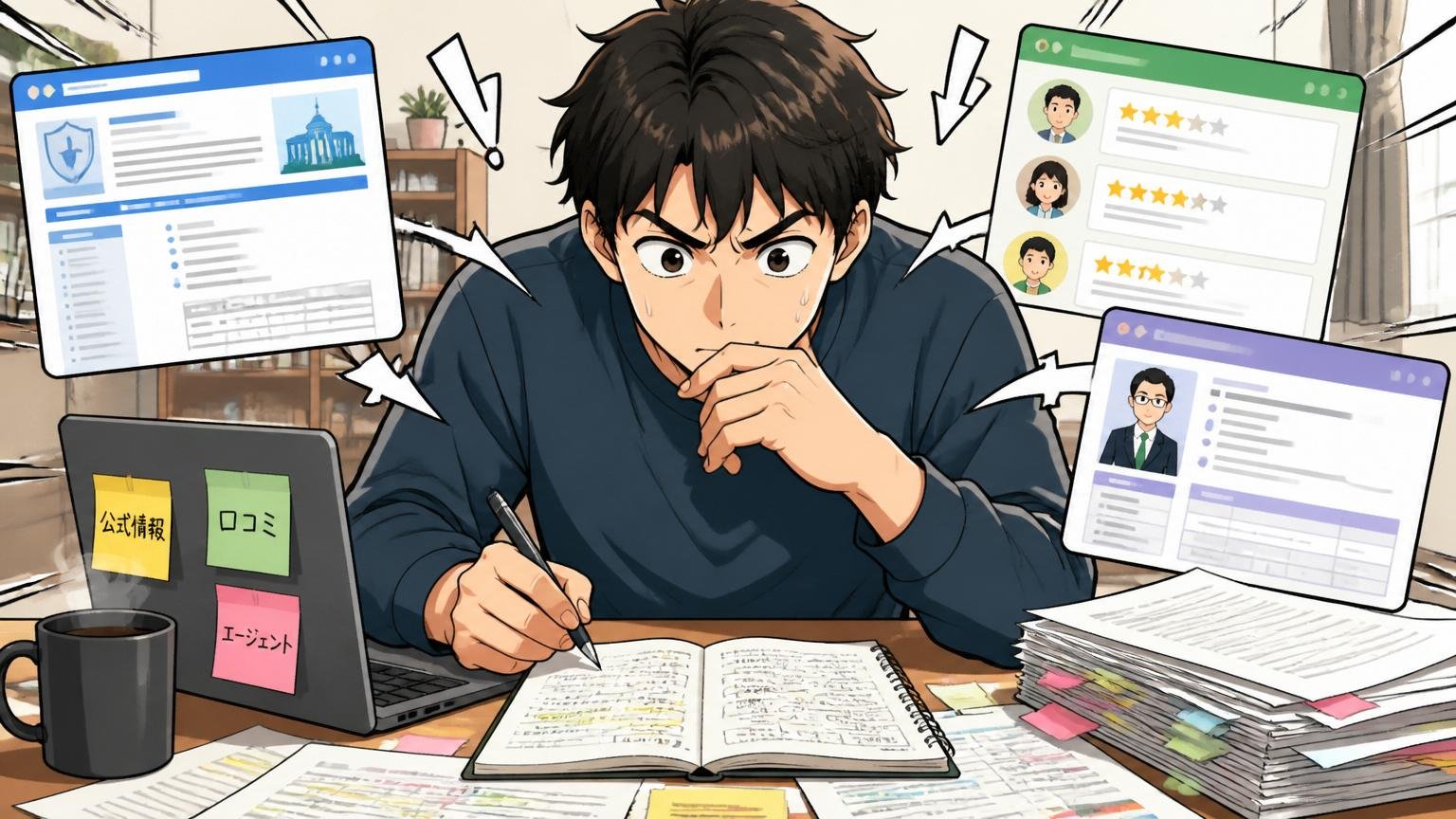 複数ソースで一次情報を取る、デスクで公式情報と口コミとエージェントの情報を突き合わせる慎重なエンジニア