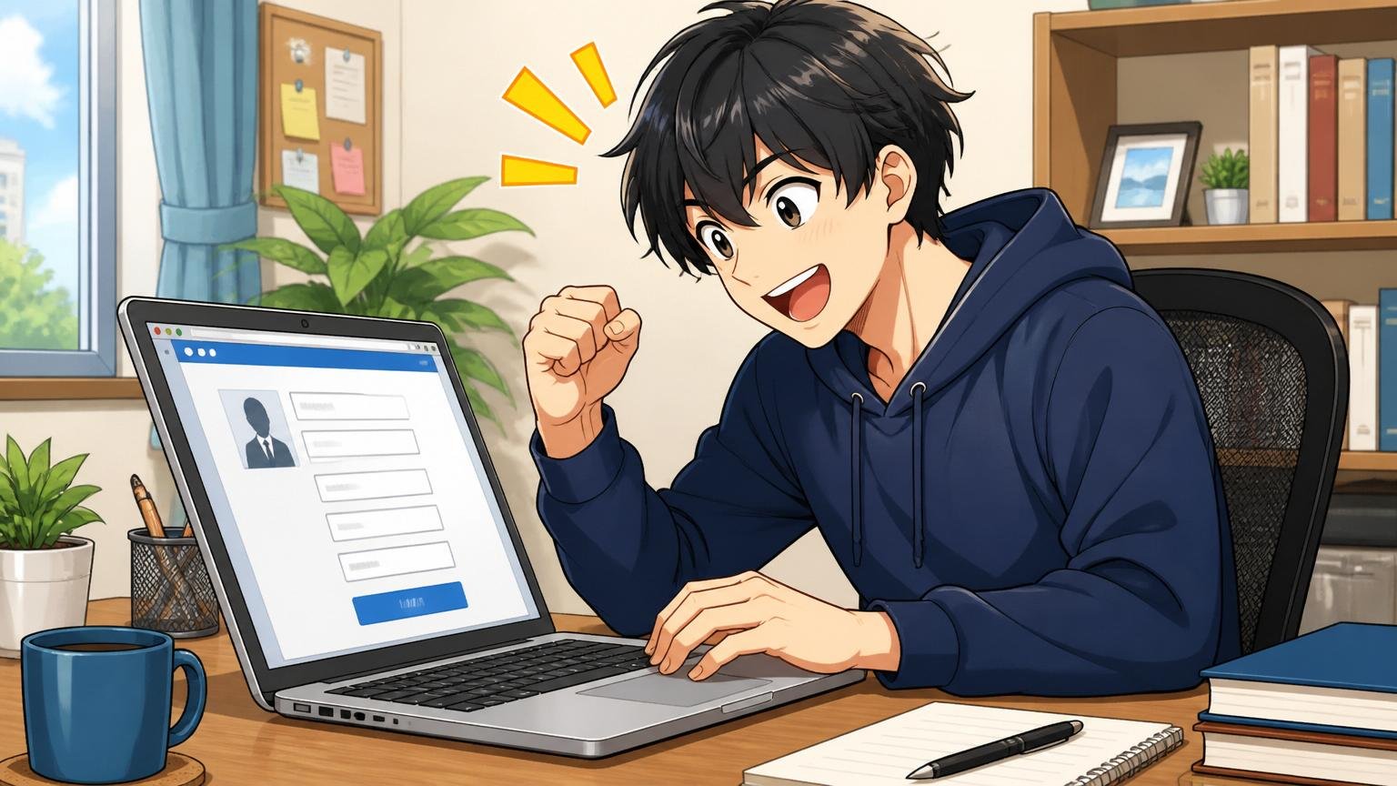Zenkenを辞める/受けない場合に次にすべきこと 自宅のデスクで転職エージェントへの登録画面を開くエンジニア