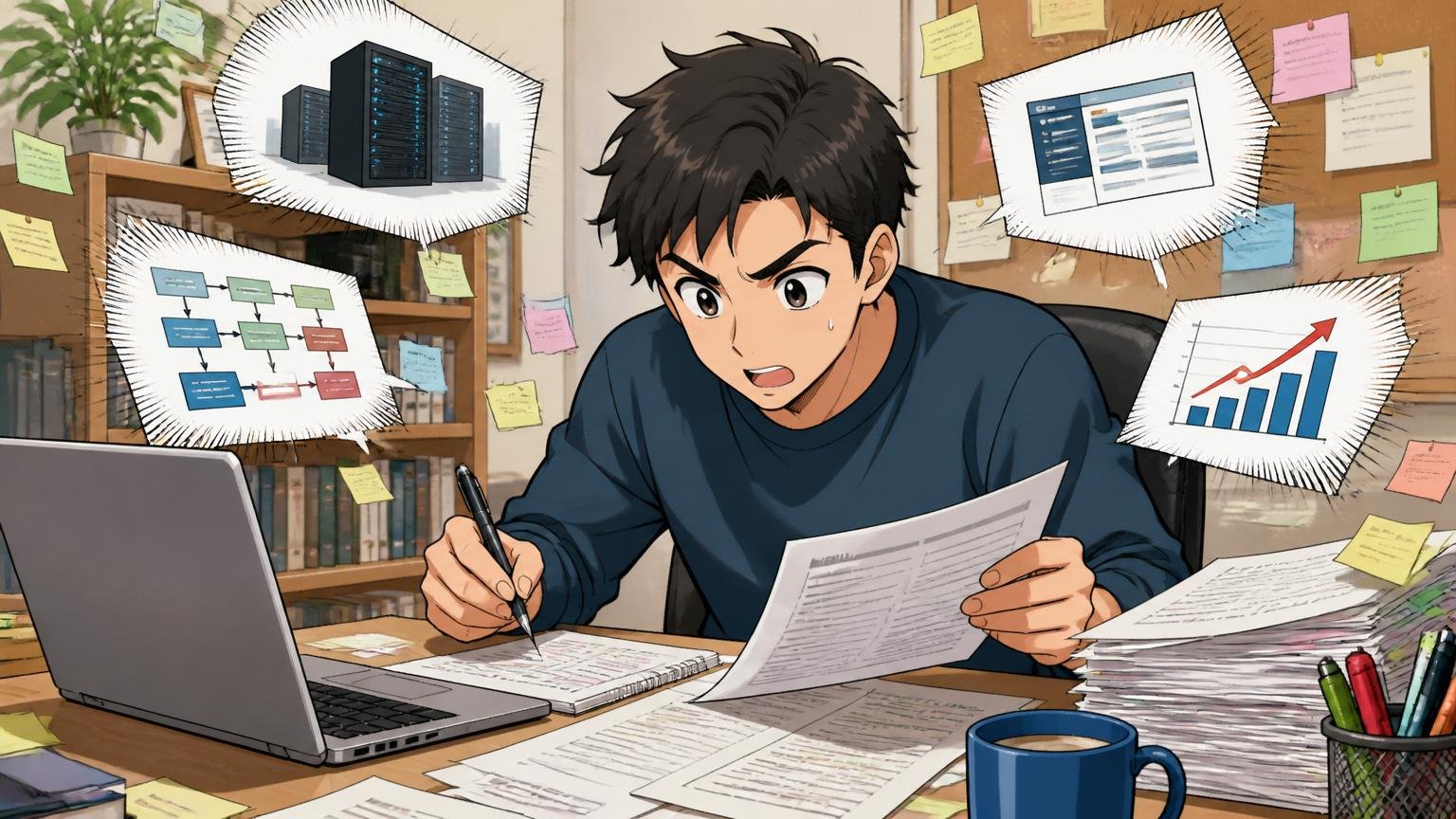 経験の棚卸し 自宅デスクでエンジニア1人が職務経歴書をまとめる